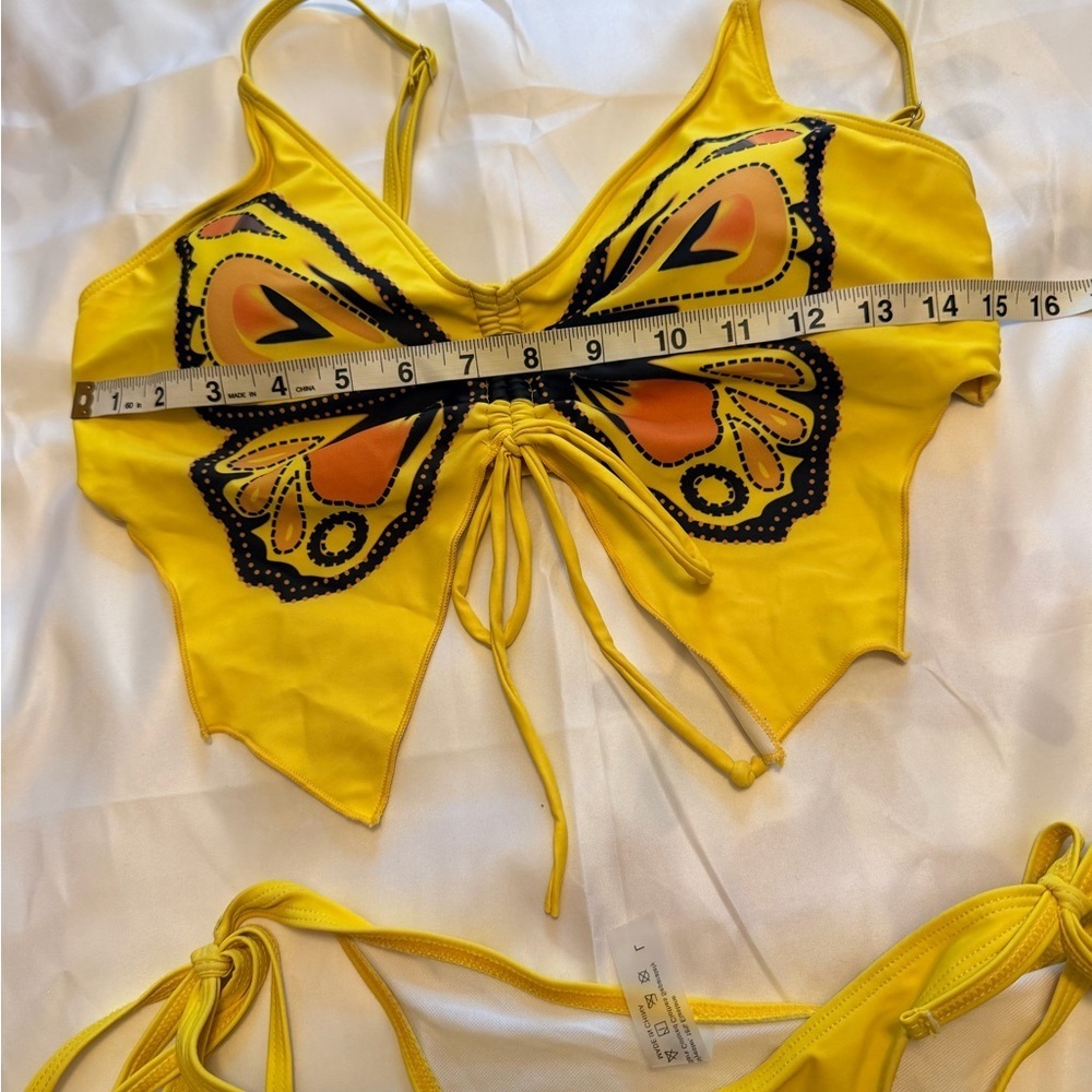 Yellow Butterfly Bikini Set – Size L - Picture 4 of 8
